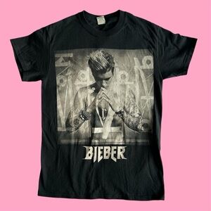 Justin Bieber Graphic 2016 Purpose Tour Short Sleeve Black Small